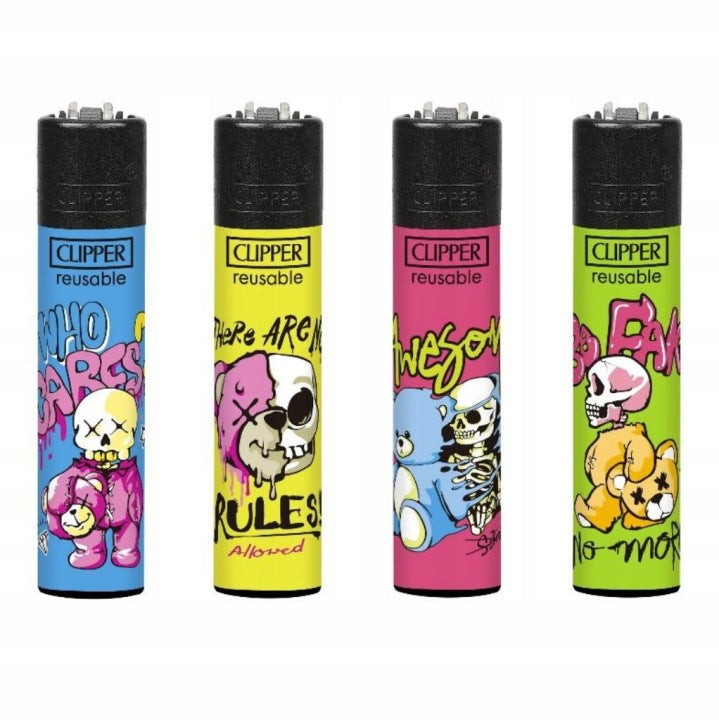 Clipper Gasfeuerzeug 4er-Set Bear Skulls – Komplette Kollektion