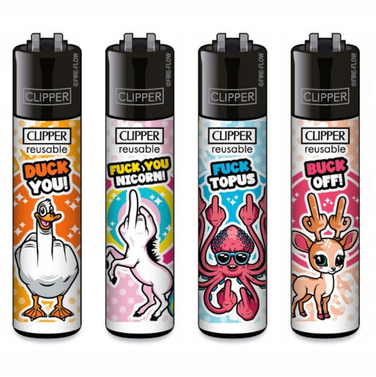 Clipper Gasfeuerzeug 4er-Set F*ck You Animals – Kollektion