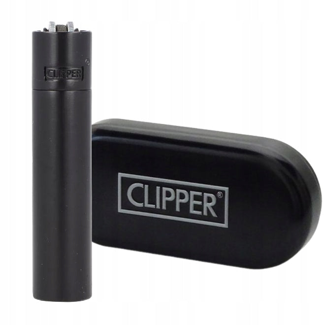 Clipper Stahl-Feuerzeug Schwarz + Etui – Geschenkbox