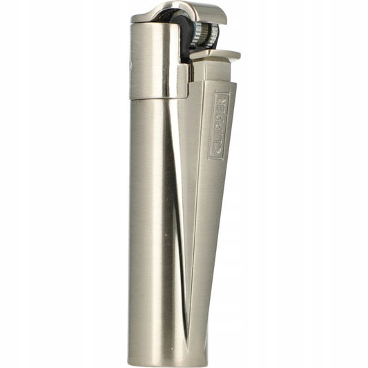 Clipper Jet Silver Metall-Feuerzeug mit Flammenregulierung im Etui
