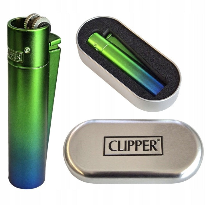 Clipper Metall-Feuerzeug Peacock im Metall-Etui